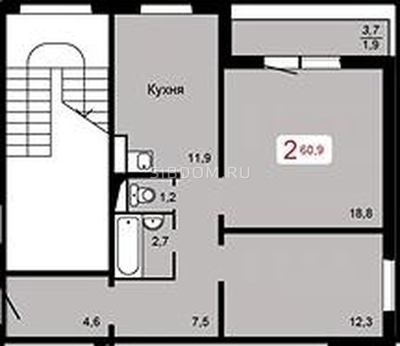 Продам двухкомнатную квартиру в Красноярске Мичурино, дом 2 строение 5,  60.9 кв.м, 5 этаж - СИБДОМ, объявление 3886278