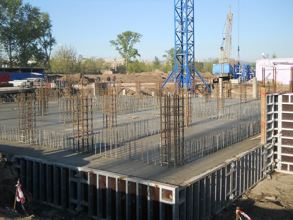 Ход строительства Завершено бетонирование монолитной плиты