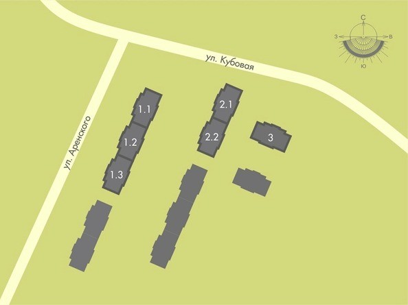 Расположение домов в ЖК «Солнечные часы»