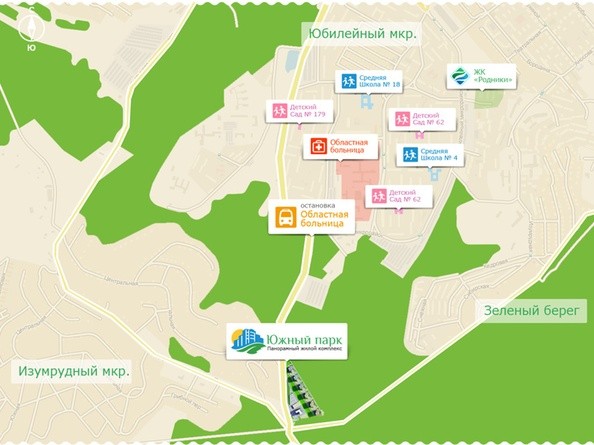 Карта расположения на местности ЖК «Южный парк»