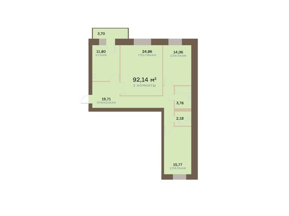Планировка трехкомнатной квартиры 93,25 кв.м