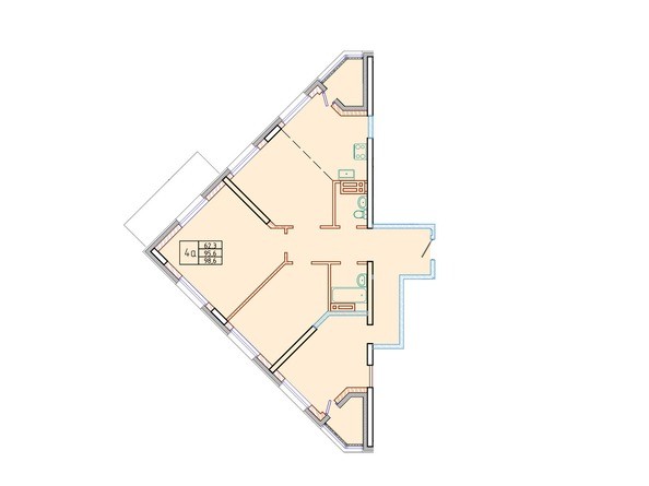 Планировка четырехкомнатной квартиры 98,6 кв.м