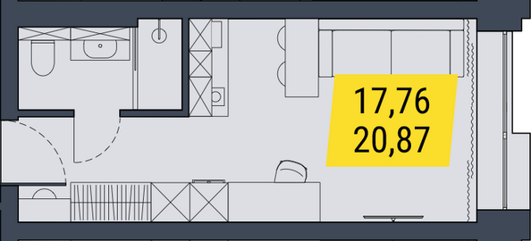 Планировка 1-комн 20,87 м²