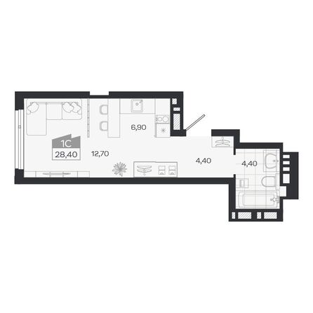 Планировка Студия 28,4 м²