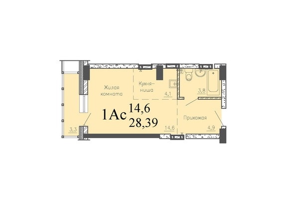 Планировка Студия 28,39 м²