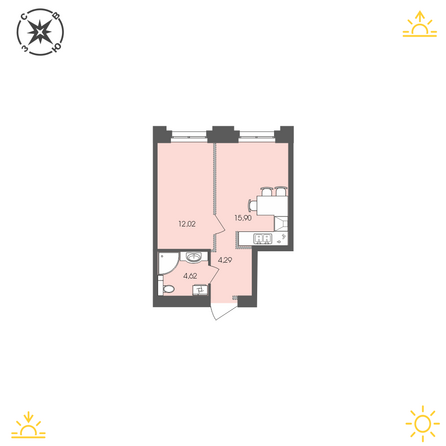 Планировка 1-комн 36,83 м²