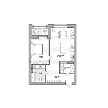 Планировка 2-комн 75,58 м²