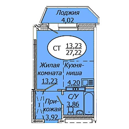 Планировка Студия 27,06 - 27,25 м²