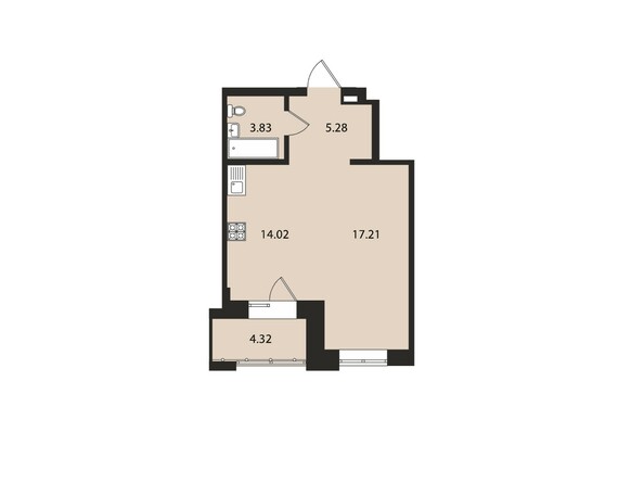 Планировка однокомнатной квартиры 44,7 кв.м