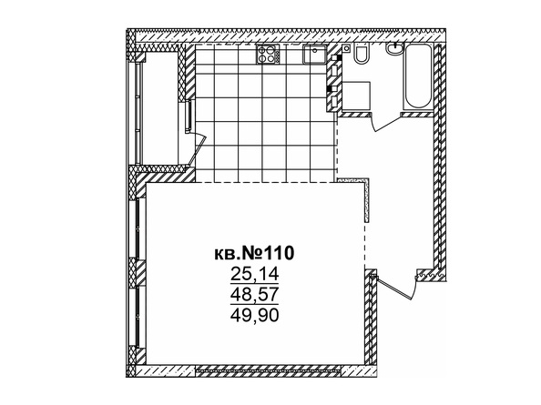 Планировка Студия 49,25 - 53,99 м²