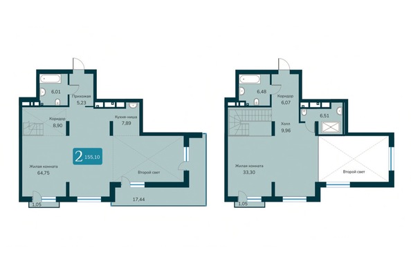 Планировка 4-комн 155,1 м²