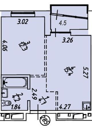 Планировка 1-комн 40,5 м²