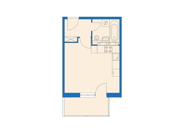 Планировка однокомнатной квартиры 26,48 кв.м