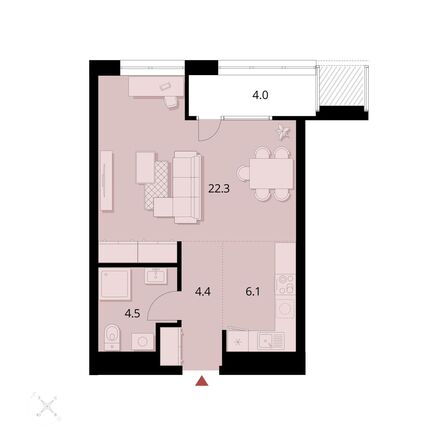 Планировка Студия 41,19 м²