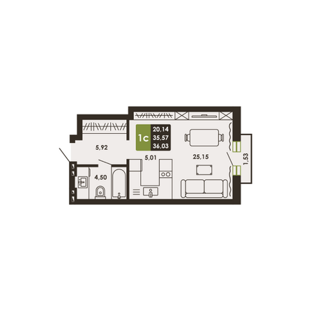 Планировка  36,03 м²