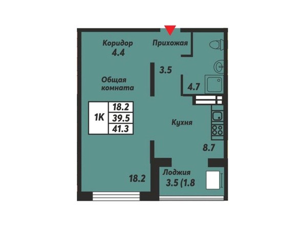 Планировка 1-комнатной квартиры 41,3 кв.м