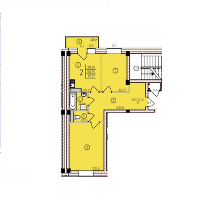 Планировка 2-комн 61,31 м²