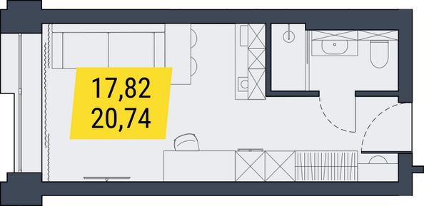 Планировка Студия 20,15 - 21,11 м²