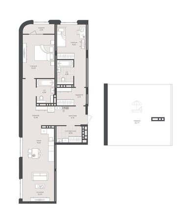 Планировка 2-комн 139,53 м²