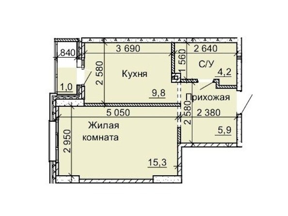 Планировка 1-комн 35 - 38,5 м²