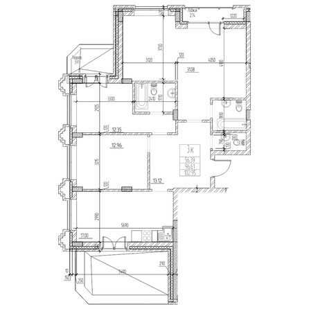 Планировка 3-комн 98,69 м²