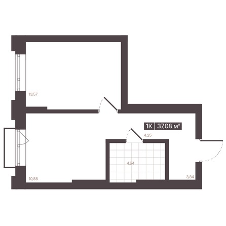 Планировка 1-комн 37,08 м²