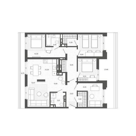 Планировка 5-комн 130,16 м²