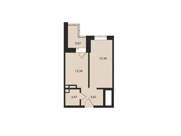 Планировка однокомнатной квартиры 43,9 кв.м