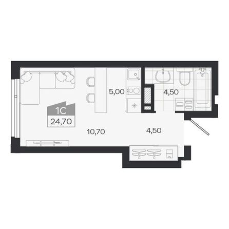Планировка Студия 24,7 м²