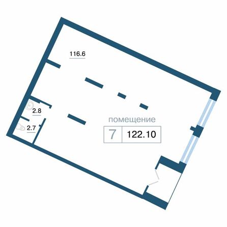 Планировка 1-комн 122,1 м²