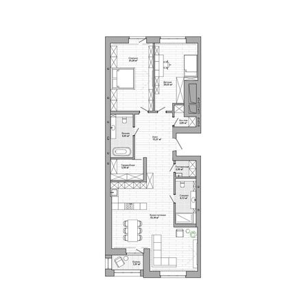 Планировка 3-комн 153,65 м²