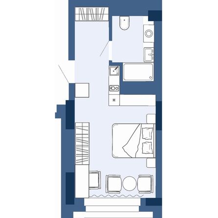 Планировка Апартамент 23,33 - 23,69 м²