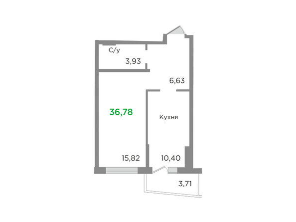 Планировка однокомнатной квартиры 36,78 кв.м