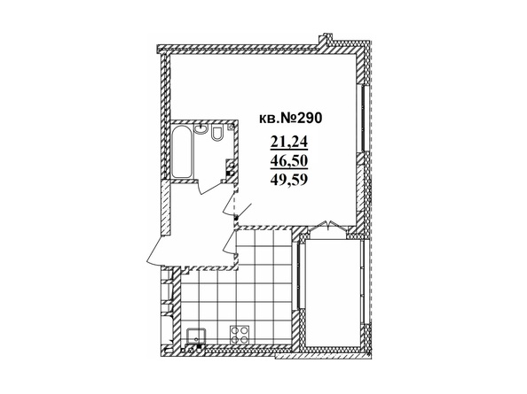 Планировка Студия 49,59 - 49,66 м²