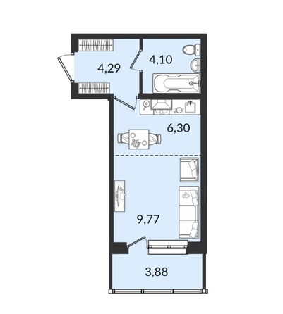 Планировка 1-комн 32,05 м²