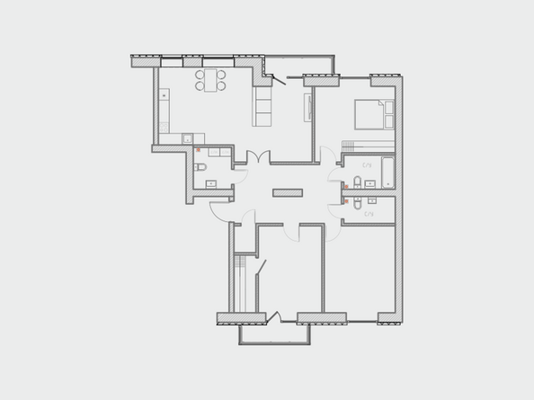 Планировка четырехкомнатной квартиры 121 кв.м