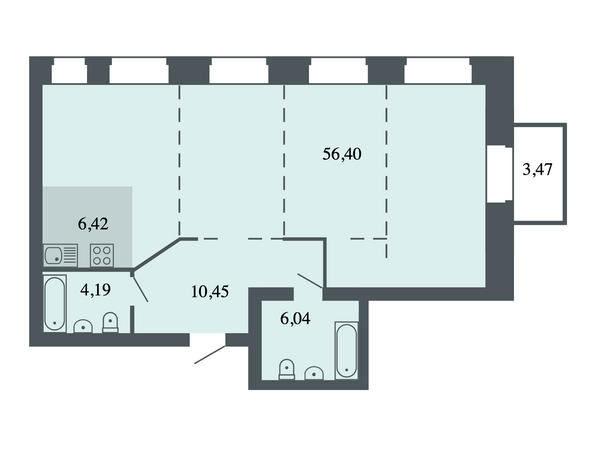 Планировка 2-комн 83,5 м²