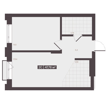 Планировка 2-комн 47,78 м²