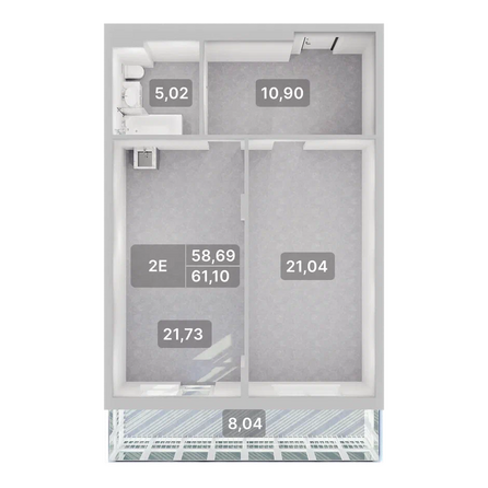 Планировка 2-комн 61,1 м²