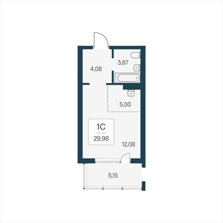 Планировка Студия 29,98 м²