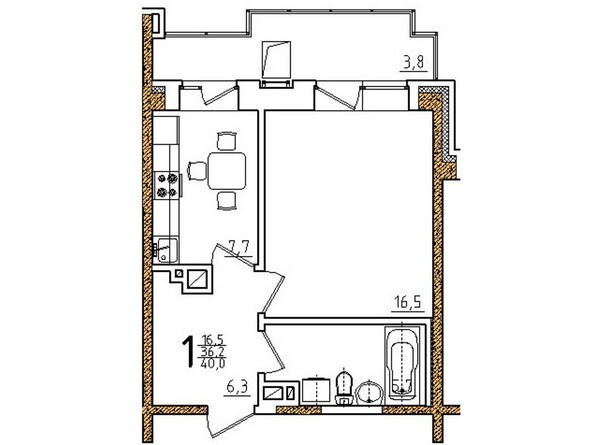 Планировка однокомнатной квартиры 40 кв.м