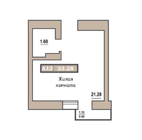 Планировка 1-комн 23,28 м²