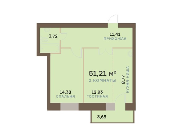 Планировка двухкомнатной квартиры 52,31 кв.м