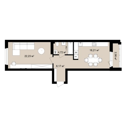 Планировка 2-комн 54,81, 54,88 м²