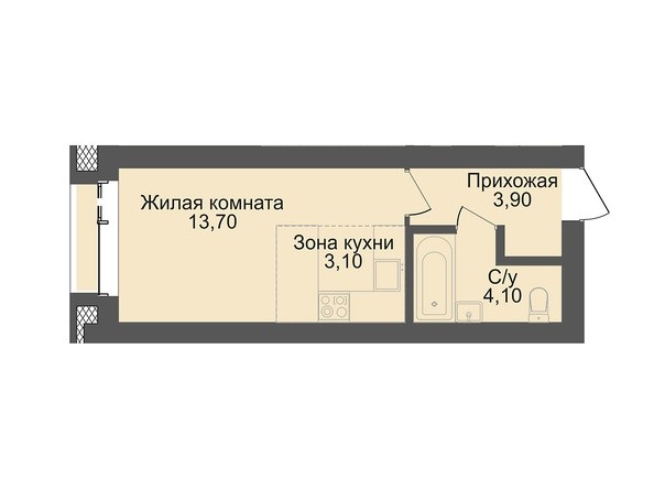 Планировка Студия 24,8 м²