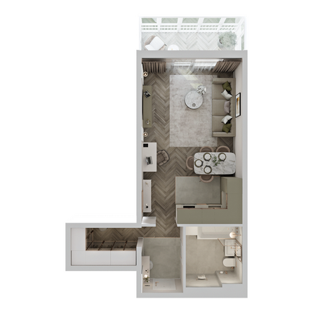Планировка 1-комн 40,38 м²