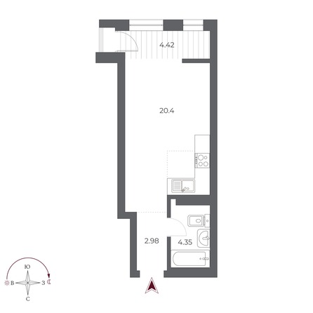 Планировка Студия 32, 32,2 м²