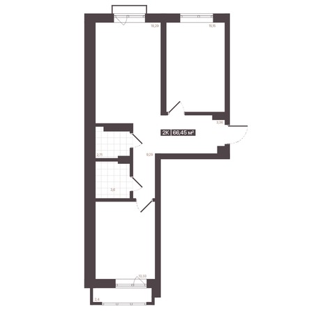 Планировка 2-комн 66,45 м²