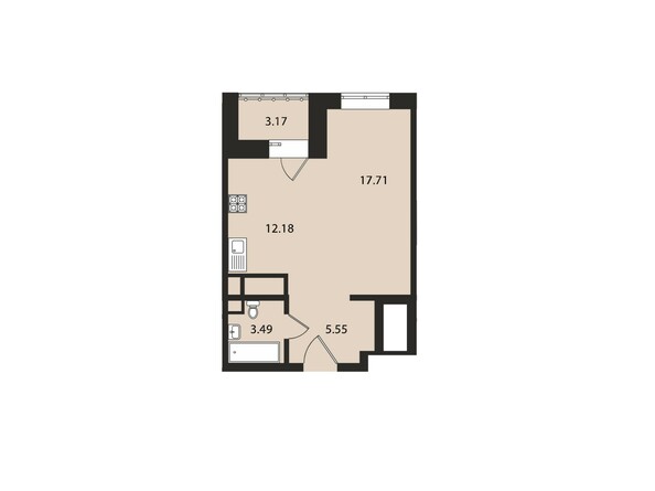 Планировка однокомнатной квартиры 42,1 кв.м