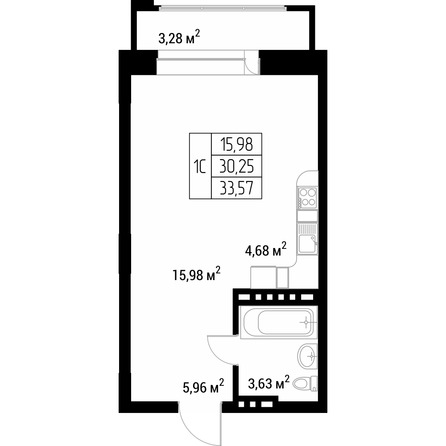Планировка Студия 31,4 м²